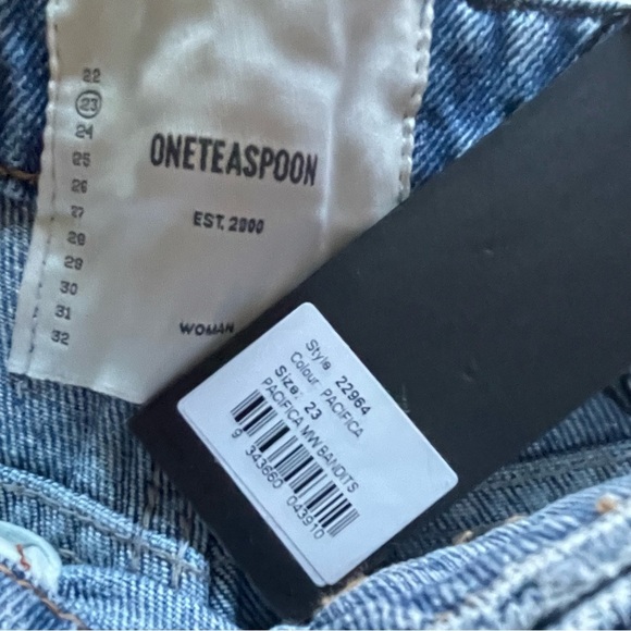 One Teaspoon Pacifica WA Bandits Blue Jean Shorts with Tan Belt Style 22964 NWT - Picture 8 of 10